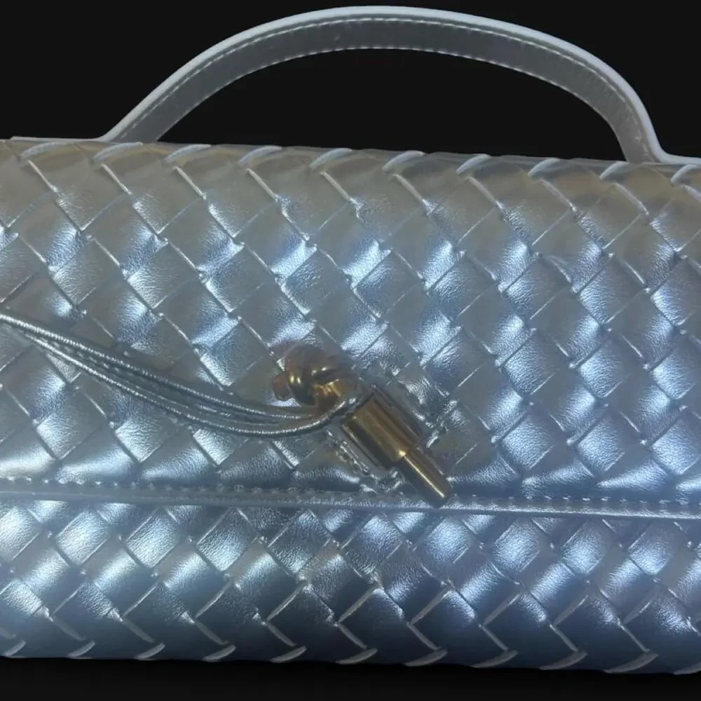 Silver metallic woven shoulder